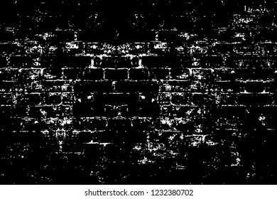 Grunge overlay layer. Abstract black and white vector background. Monochrome vintage surface with dirty pattern in cracks, spots, dots. Old wall in dark horror style design