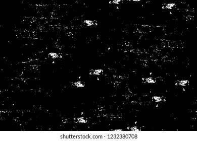 Grunge overlay layer. Abstract black and white vector background. Monochrome vintage surface with dirty pattern in cracks, spots, dots. Old wall in dark horror style design