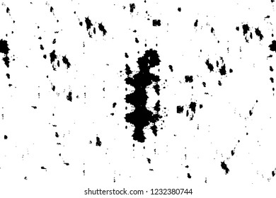 Grunge overlay layer. Abstract black and white vector background. Monochrome vintage surface with dirty pattern in cracks, spots, dots. Old wall in dark horror style design