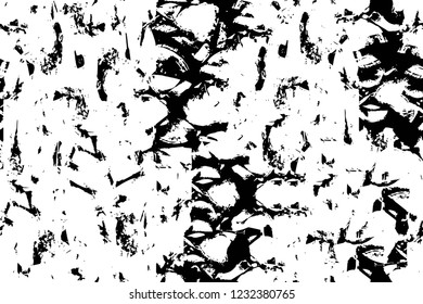 Grunge overlay layer. Abstract black and white vector background. Monochrome vintage surface with dirty pattern in cracks, spots, dots. Old wall in dark horror style design