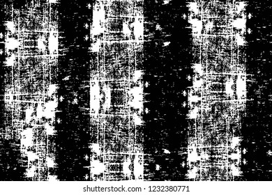 Grunge overlay layer. Abstract black and white vector background. Monochrome vintage surface with dirty pattern in cracks, spots, dots. Old wall in dark horror style design