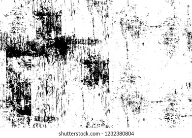 Grunge overlay layer. Abstract black and white vector background. Monochrome vintage surface with dirty pattern in cracks, spots, dots. Old wall in dark horror style design