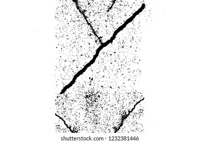 Grunge overlay layer. Abstract black and white vector background. Monochrome vintage surface with dirty pattern in cracks, spots, dots. Old wall in dark horror style design