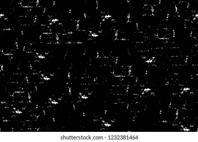 Grunge overlay layer. Abstract black and white vector background. Monochrome vintage surface with dirty pattern in cracks, spots, dots. Old wall in dark horror style design