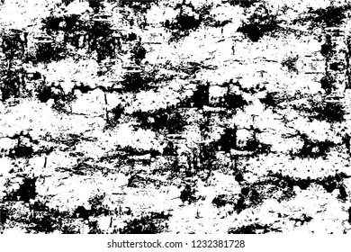 Grunge overlay layer. Abstract black and white vector background. Monochrome vintage surface with dirty pattern in cracks, spots, dots. Old wall in dark horror style design