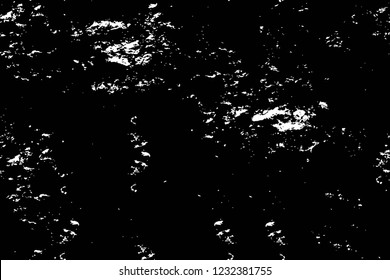 Grunge overlay layer. Abstract black and white vector background. Monochrome vintage surface with dirty pattern in cracks, spots, dots. Old wall in dark horror style design