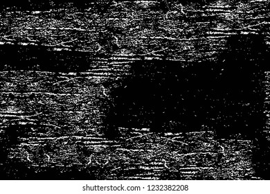 Grunge overlay layer. Abstract black and white vector background. Monochrome vintage surface with dirty pattern in cracks, spots, dots. Old wall in dark horror style design