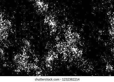 Grunge overlay layer. Abstract black and white vector background. Monochrome vintage surface with dirty pattern in cracks, spots, dots. Old wall in dark horror style design
