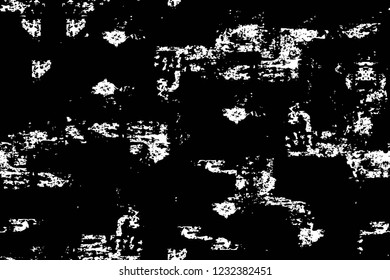 Grunge overlay layer. Abstract black and white vector background. Monochrome vintage surface with dirty pattern in cracks, spots, dots. Old wall in dark horror style design