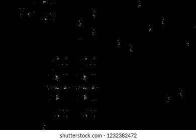 Grunge overlay layer. Abstract black and white vector background. Monochrome vintage surface with dirty pattern in cracks, spots, dots. Old wall in dark horror style design