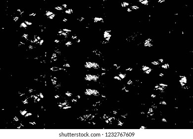 Grunge overlay layer. Abstract black and white vector background. Monochrome vintage surface with dirty pattern in cracks, spots, dots. Old wall in dark horror style design