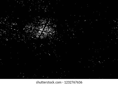 Grunge overlay layer. Abstract black and white vector background. Monochrome vintage surface with dirty pattern in cracks, spots, dots. Old wall in dark horror style design