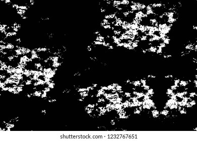 Grunge overlay layer. Abstract black and white vector background. Monochrome vintage surface with dirty pattern in cracks, spots, dots. Old wall in dark horror style design