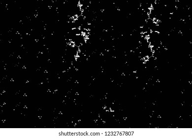 Grunge overlay layer. Abstract black and white vector background. Monochrome vintage surface with dirty pattern in cracks, spots, dots. Old wall in dark horror style design