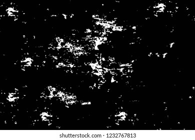 Grunge overlay layer. Abstract black and white vector background. Monochrome vintage surface with dirty pattern in cracks, spots, dots. Old wall in dark horror style design