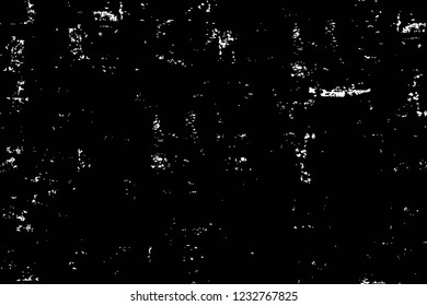 Grunge overlay layer. Abstract black and white vector background. Monochrome vintage surface with dirty pattern in cracks, spots, dots. Old wall in dark horror style design