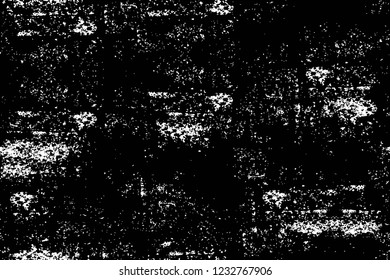 Grunge overlay layer. Abstract black and white vector background. Monochrome vintage surface with dirty pattern in cracks, spots, dots. Old wall in dark horror style design