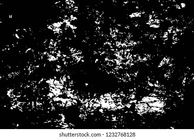 Grunge overlay layer. Abstract black and white vector background. Monochrome vintage surface with dirty pattern in cracks, spots, dots. Old wall in dark horror style design