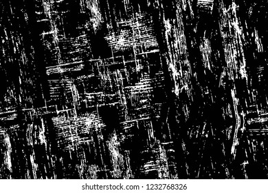 Grunge overlay layer. Abstract black and white vector background. Monochrome vintage surface with dirty pattern in cracks, spots, dots. Old wall in dark horror style design