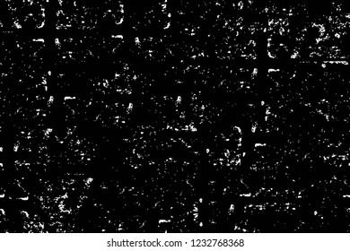Grunge overlay layer. Abstract black and white vector background. Monochrome vintage surface with dirty pattern in cracks, spots, dots. Old wall in dark horror style design