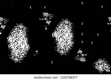Grunge overlay layer. Abstract black and white vector background. Monochrome vintage surface with dirty pattern in cracks, spots, dots. Old wall in dark horror style design