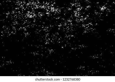 Grunge overlay layer. Abstract black and white vector background. Monochrome vintage surface with dirty pattern in cracks, spots, dots. Old wall in dark horror style design