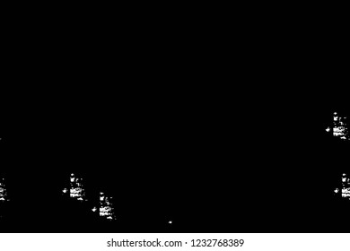 Grunge overlay layer. Abstract black and white vector background. Monochrome vintage surface with dirty pattern in cracks, spots, dots. Old wall in dark horror style design