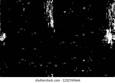 Grunge overlay layer. Abstract black and white vector background. Monochrome vintage surface with dirty pattern in cracks, spots, dots. Old wall in dark horror style design
