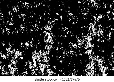 Grunge overlay layer. Abstract black and white vector background. Monochrome vintage surface with dirty pattern in cracks, spots, dots. Old wall in dark horror style design
