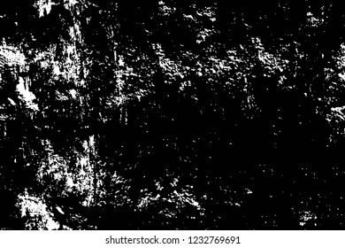 Grunge overlay layer. Abstract black and white vector background. Monochrome vintage surface with dirty pattern in cracks, spots, dots. Old wall in dark horror style design