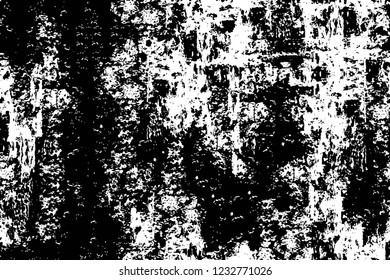 Grunge overlay layer. Abstract black and white vector background. Monochrome vintage surface with dirty pattern in cracks, spots, dots. Old wall in dark horror style design