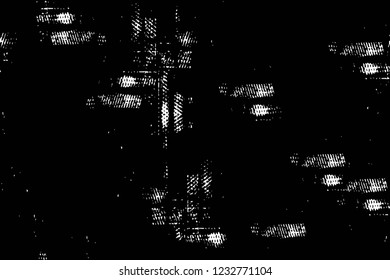 Grunge overlay layer. Abstract black and white vector background. Monochrome vintage surface with dirty pattern in cracks, spots, dots. Old wall in dark horror style design