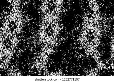 Grunge overlay layer. Abstract black and white vector background. Monochrome vintage surface with dirty pattern in cracks, spots, dots. Old wall in dark horror style design