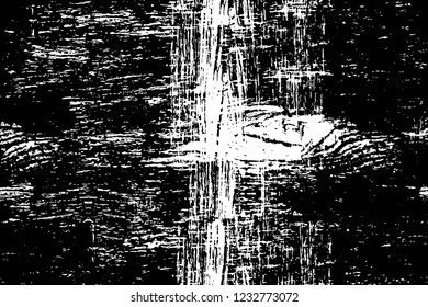 Grunge overlay layer. Abstract black and white vector background. Monochrome vintage surface with dirty pattern in cracks, spots, dots. Old wall in dark horror style design