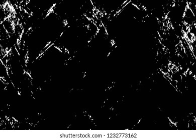 Grunge overlay layer. Abstract black and white vector background. Monochrome vintage surface with dirty pattern in cracks, spots, dots. Old wall in dark horror style design