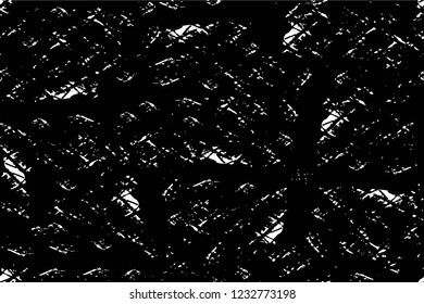 Grunge overlay layer. Abstract black and white vector background. Monochrome vintage surface with dirty pattern in cracks, spots, dots. Old wall in dark horror style design