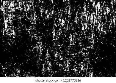 Grunge overlay layer. Abstract black and white vector background. Monochrome vintage surface with dirty pattern in cracks, spots, dots. Old wall in dark horror style design