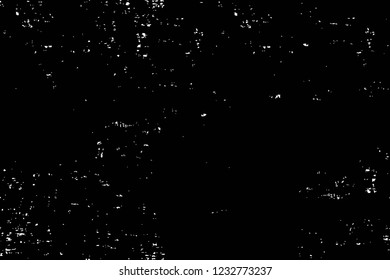 Grunge overlay layer. Abstract black and white vector background. Monochrome vintage surface with dirty pattern in cracks, spots, dots. Old wall in dark horror style design