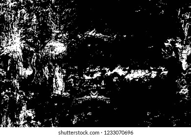 Grunge overlay layer. Abstract black and white vector background. Monochrome vintage surface with dirty pattern in cracks, spots, dots. Old wall in dark horror style design