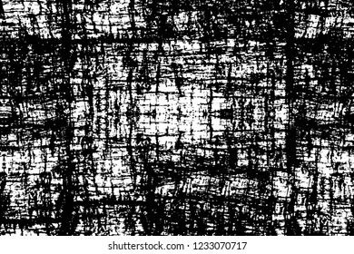 Grunge overlay layer. Abstract black and white vector background. Monochrome vintage surface with dirty pattern in cracks, spots, dots. Old wall in dark horror style design