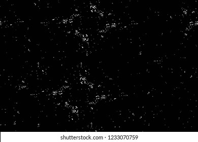 Grunge overlay layer. Abstract black and white vector background. Monochrome vintage surface with dirty pattern in cracks, spots, dots. Old wall in dark horror style design