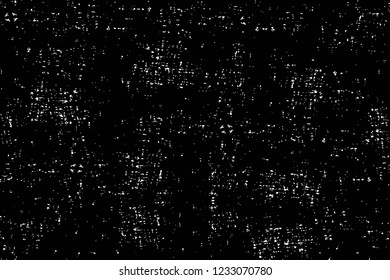Grunge overlay layer. Abstract black and white vector background. Monochrome vintage surface with dirty pattern in cracks, spots, dots. Old wall in dark horror style design