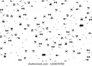 Grunge overlay layer. Abstract black and white vector background. Monochrome vintage surface with dirty pattern in cracks, spots, dots. Old wall in dark horror style design