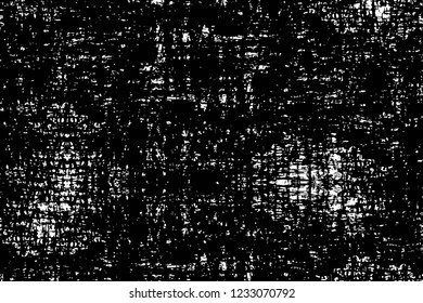Grunge overlay layer. Abstract black and white vector background. Monochrome vintage surface with dirty pattern in cracks, spots, dots. Old wall in dark horror style design