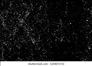 Grunge overlay layer. Abstract black and white vector background. Monochrome vintage surface with dirty pattern in cracks, spots, dots. Old wall in dark horror style design