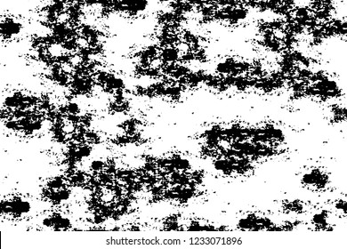 Grunge overlay layer. Abstract black and white vector background. Monochrome vintage surface with dirty pattern in cracks, spots, dots. Old wall in dark horror style design