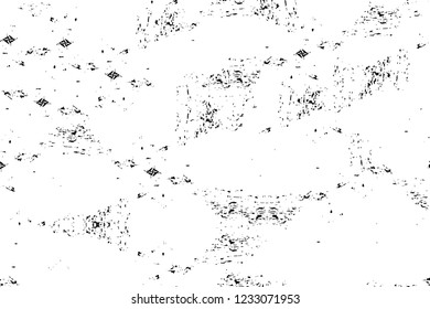 Grunge overlay layer. Abstract black and white vector background. Monochrome vintage surface with dirty pattern in cracks, spots, dots. Old wall in dark horror style design