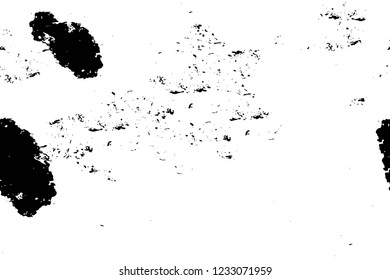 Grunge overlay layer. Abstract black and white vector background. Monochrome vintage surface with dirty pattern in cracks, spots, dots. Old wall in dark horror style design
