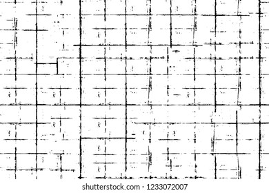 Grunge overlay layer. Abstract black and white vector background. Monochrome vintage surface with dirty pattern in cracks, spots, dots. Old wall in dark horror style design