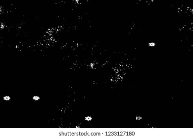 Grunge overlay layer. Abstract black and white vector background. Monochrome vintage surface with dirty pattern in cracks, spots, dots. Old wall in dark horror style design